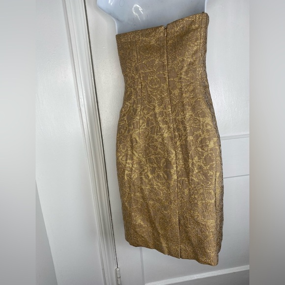 MILLY of New York Elegant Gold Strapless Cocktail Tapestry Dress - Picture 4 of 8